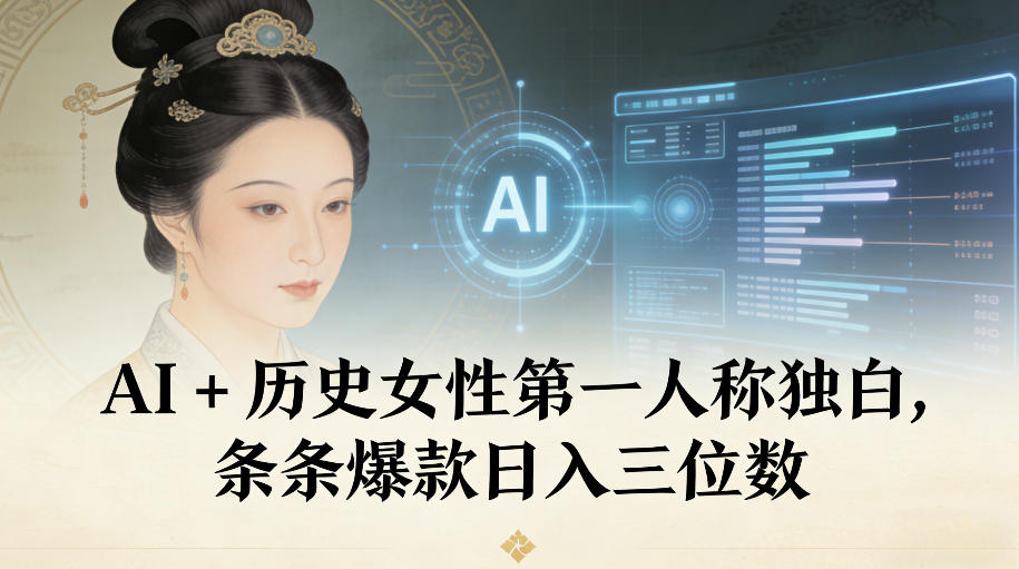 AI+历史女性第一人称独白，条条爆款日入三位数-小鹏项目网