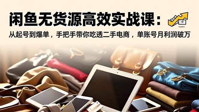 闲鱼无货源高效实战课：从起号到爆单，手把手带你吃透二手电商，单账号月利润破万-小鹏项目网