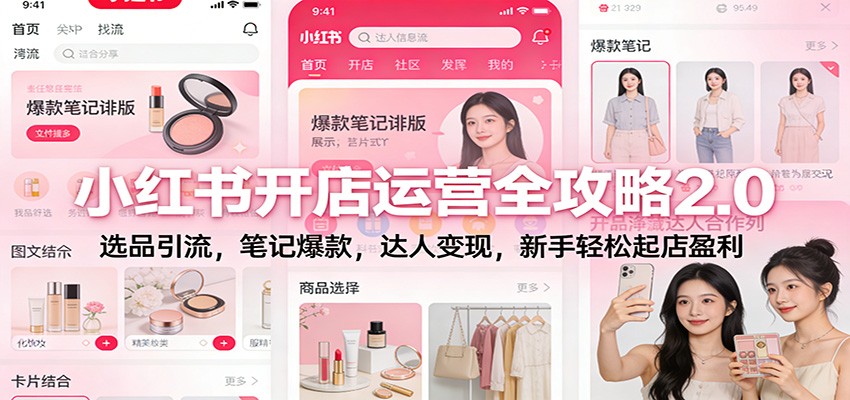 小红书开店运营全攻略2.0：选品引流，笔记爆款，达人变现，新手轻松起店盈利-小鹏项目网