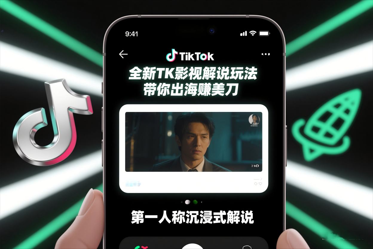 TikTok第一人称影视解说教学，全新TK影视解说玩法，带你出海賺美刀-小鹏项目网