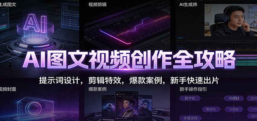 AI图文视频创作全攻略：提示词设计，剪辑特效，爆款案例，新手快速出片-小鹏项目网
