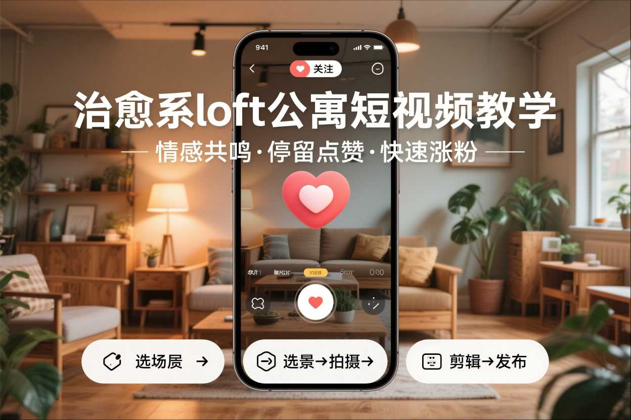 治愈系loft公寓短视频制作教学，情感共鸣引停留点赞关注，快速起号涨粉-小鹏项目网