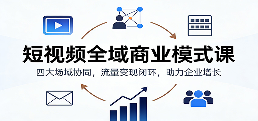 短视频全域商业模式课：四大场域协同，流量变现闭环，助力企业增长-小鹏项目网