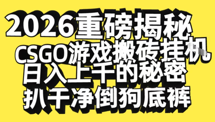 2026开年重磅解密，CSGO游戏搬砖挂G日入1k+的秘密，把倒狗的底裤扒干【揭秘】-小鹏项目网