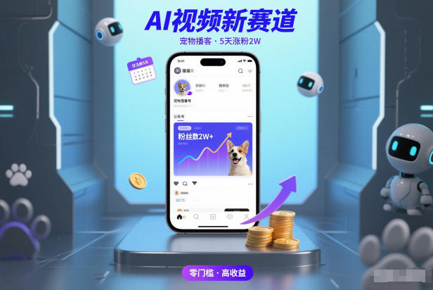 AI视频新赛道，宠物播客仅注册5天涨粉2W，收益非常可观-小鹏项目网