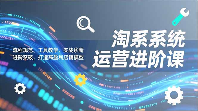 淘系系统运营进阶课2.0，流程规范、工具教学、实战诊断，进阶突破，打造高盈利店铺模型-小鹏项目网