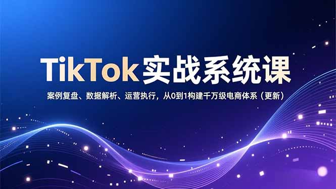 TikTok实战系统课，案例复盘、数据解析、运营执行，从0到1构建千万级电商体系(更新-小鹏项目网