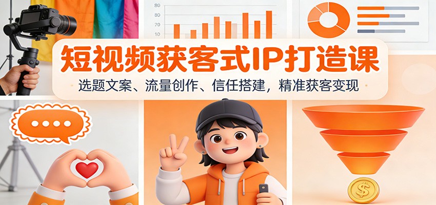 短视频获客式IP打造课：选题文案、流量创作、信任搭建，精准获客变现-小鹏项目网