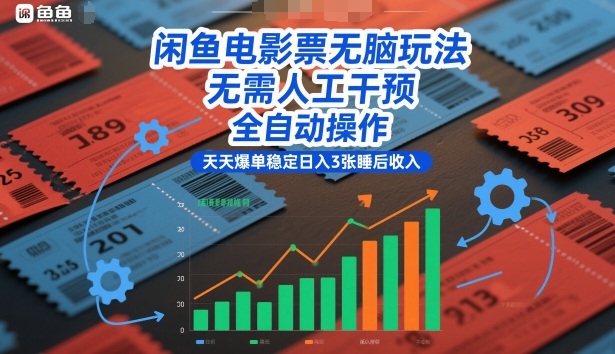 闲鱼电影票无脑玩法，无需人工干预，全自动操作，天天爆单稳定日入3张睡后收入【揭秘】-小鹏项目网