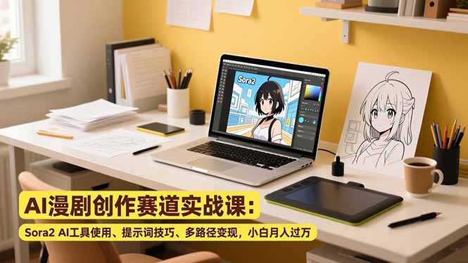AI漫剧创作赛道实战课：Sora2 AI工具使用、提示词技巧、多路径变现，小白月入过万-小鹏项目网