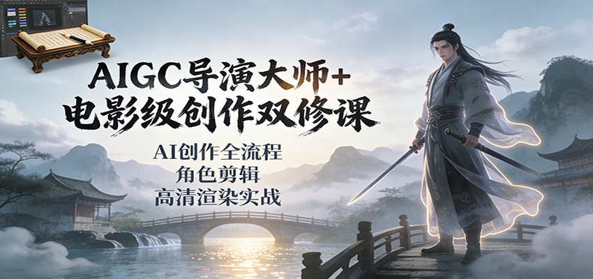AIGC导演大师+电影级创作双修课：AI创作全流程、角色剪辑、高清渲染实战-小鹏项目网
