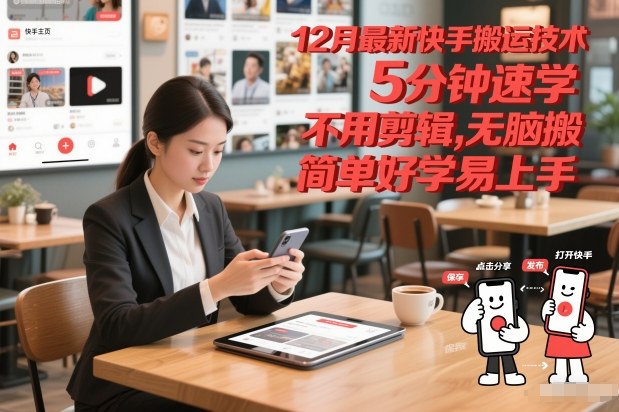 12月最新快手搬运技术，5分钟速学，不用剪辑无脑搬，简单好学易上手-小鹏项目网