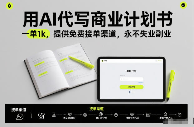 用AI代写商业计划书，一单1k，提供免费接单渠道，永不失业副业-小鹏项目网
