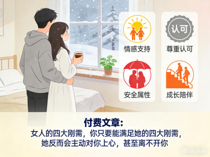 付费文章：女人的四大刚需，你只要能满足她的四大刚需，她反而会主动对你上心，甚至离不开你-小鹏项目网