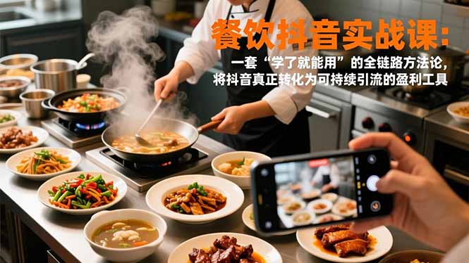 餐饮抖音实战课：一套“学了就能用”的全链路方法论，将抖音真正转化为可持续引流的盈利工具-小鹏项目网