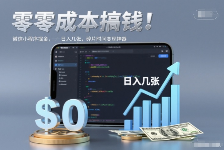 零成本搞钱，微信小程序掘金，简单易操作，日入几张，碎片时间变现神器【揭秘】-小鹏项目网