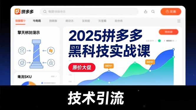 2025拼多多黑科技实战课，擎天柱玩法、爆流SKU、原价大促，技术引流，单店日销轻松破千单-小鹏项目网