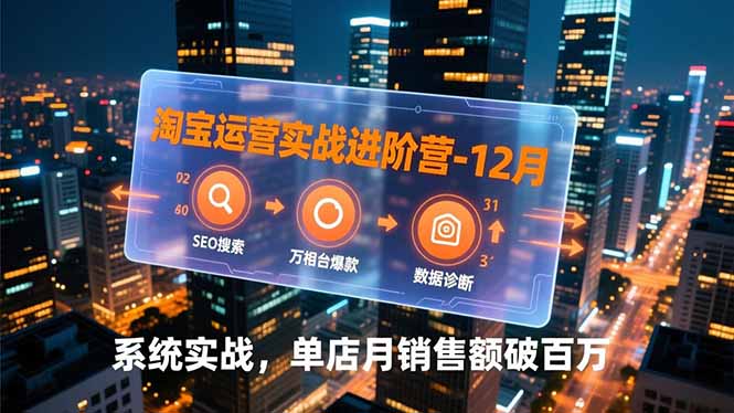 淘宝运营实战进阶营-12月：SEO搜索、万相台爆款、数据诊断，系统实战，单店月销售额破百万-小鹏项目网