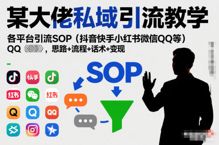 某大佬私域引流教学，各平台引流SOP(抖音快手小红书微信QQ等)，思路+流程+话术+变现-小鹏项目网