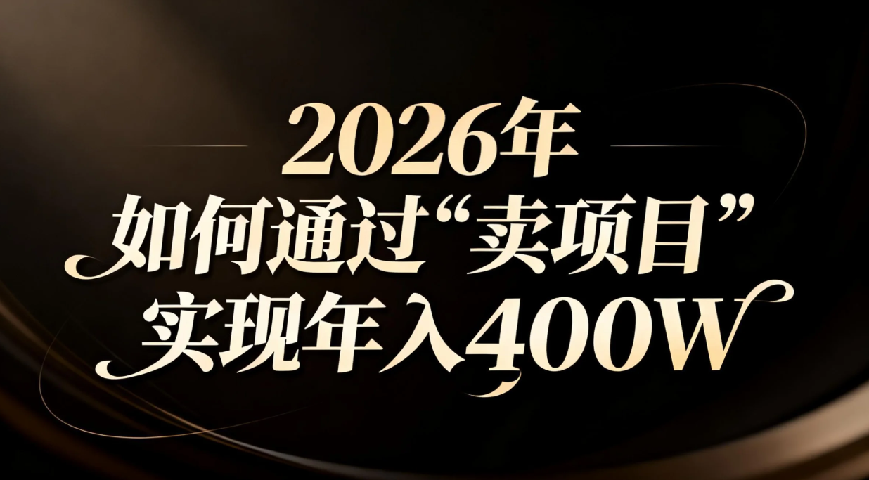 2026年如何通过“卖项目”实现年入百万-小鹏项目网