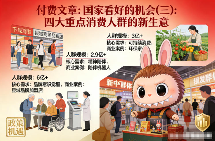 付费文章：国家看好的机会(三)：四大重点消 费人群的新生意-小鹏项目网