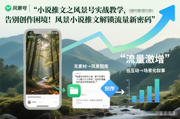 小说推文之风景号实战教学，告别创作困境！风景小说推文解锁流量新密码-小鹏项目网