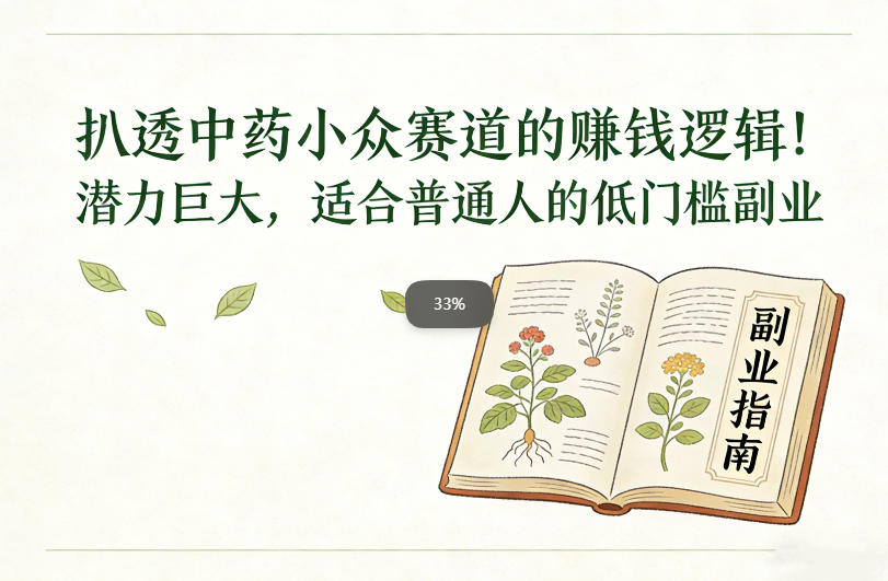 扒透中药小众赛道的賺米逻辑，潜力巨大，适合普通人的低门槛副业-小鹏项目网