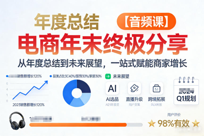 电商年未终极分享，从年度总结到未来展望，一站式赋能商家增长【音频课】-小鹏项目网