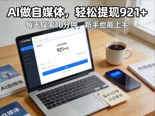每天花费10分钟，头条号收益921+，用AI做自媒并不难【附视频教程】-小鹏项目网