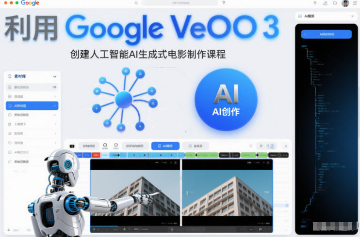 利l用Google Veo 3创建人工智能AI生成式电影制作课程，使用人工智能的力量创建令人惊叹的视频-小鹏项目网