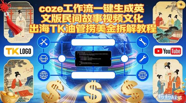 Coze扣子工作流一键生成英文版民间故事视频，文化出海TK油管捞美金拆解教程-小鹏项目网