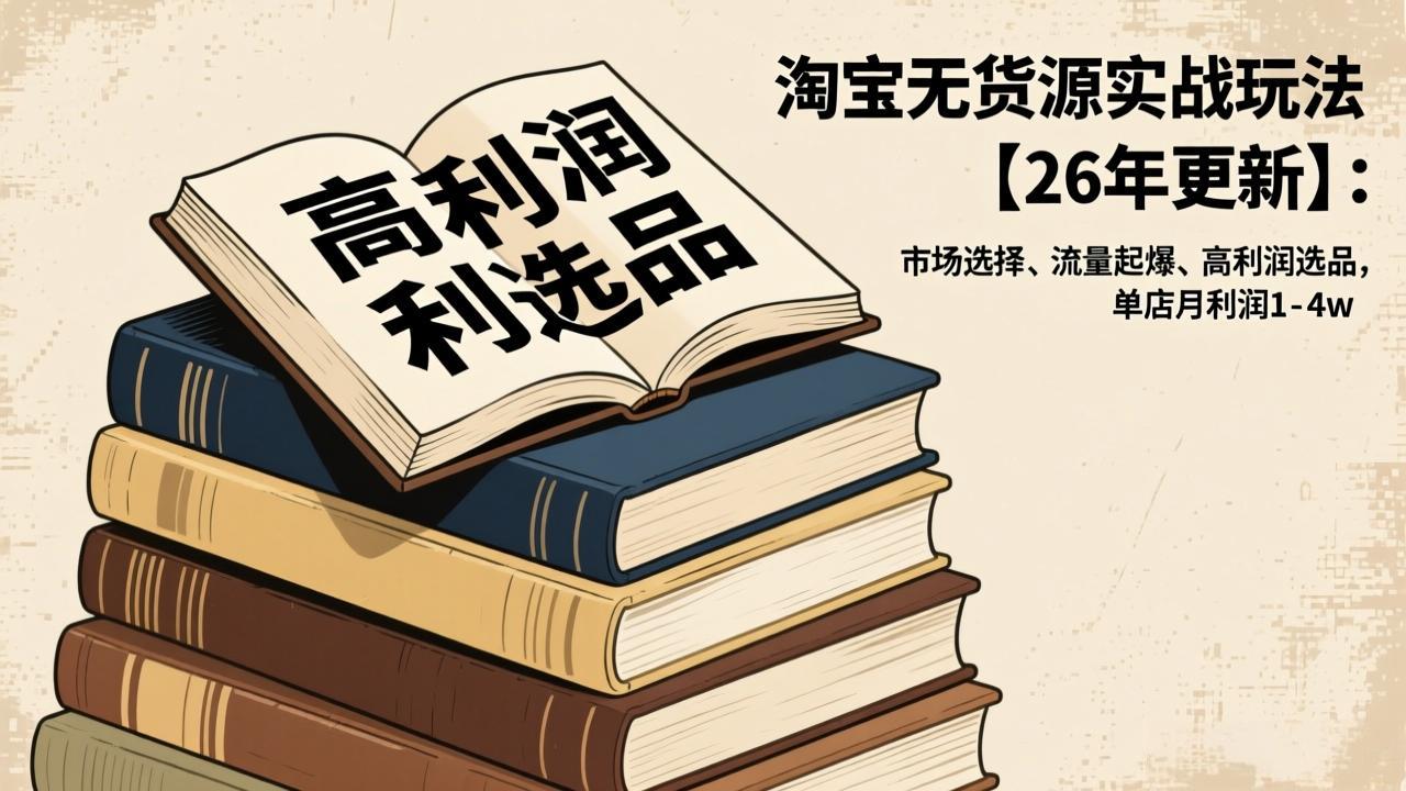 淘宝无货源实战玩法【26年更新】：市场选择、流量起爆、高利润选品，单店月利润1-4w-小鹏项目网