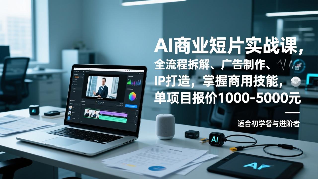 AI商业短片实战课，全流程拆解、广告制作、IP打造，掌握商用技能，单项目报价1000-5000元-小鹏项目网