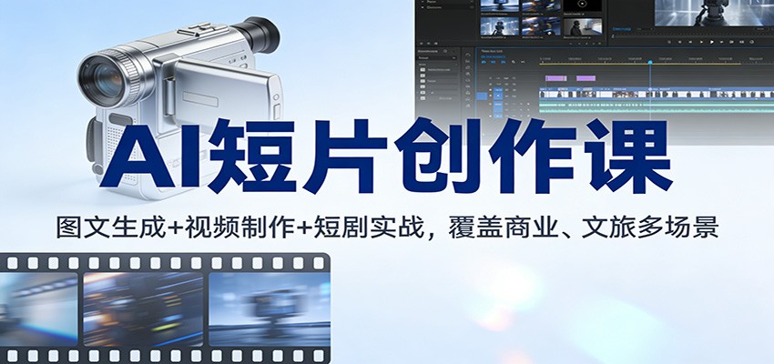 AI短片创作课：图文生成+ 视频制作+短剧实战，覆盖商业、 文旅多场景-小鹏项目网