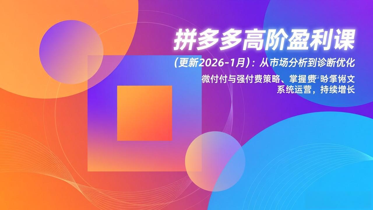 拼多多高阶盈利课(更新2026-1月-小鹏项目网
