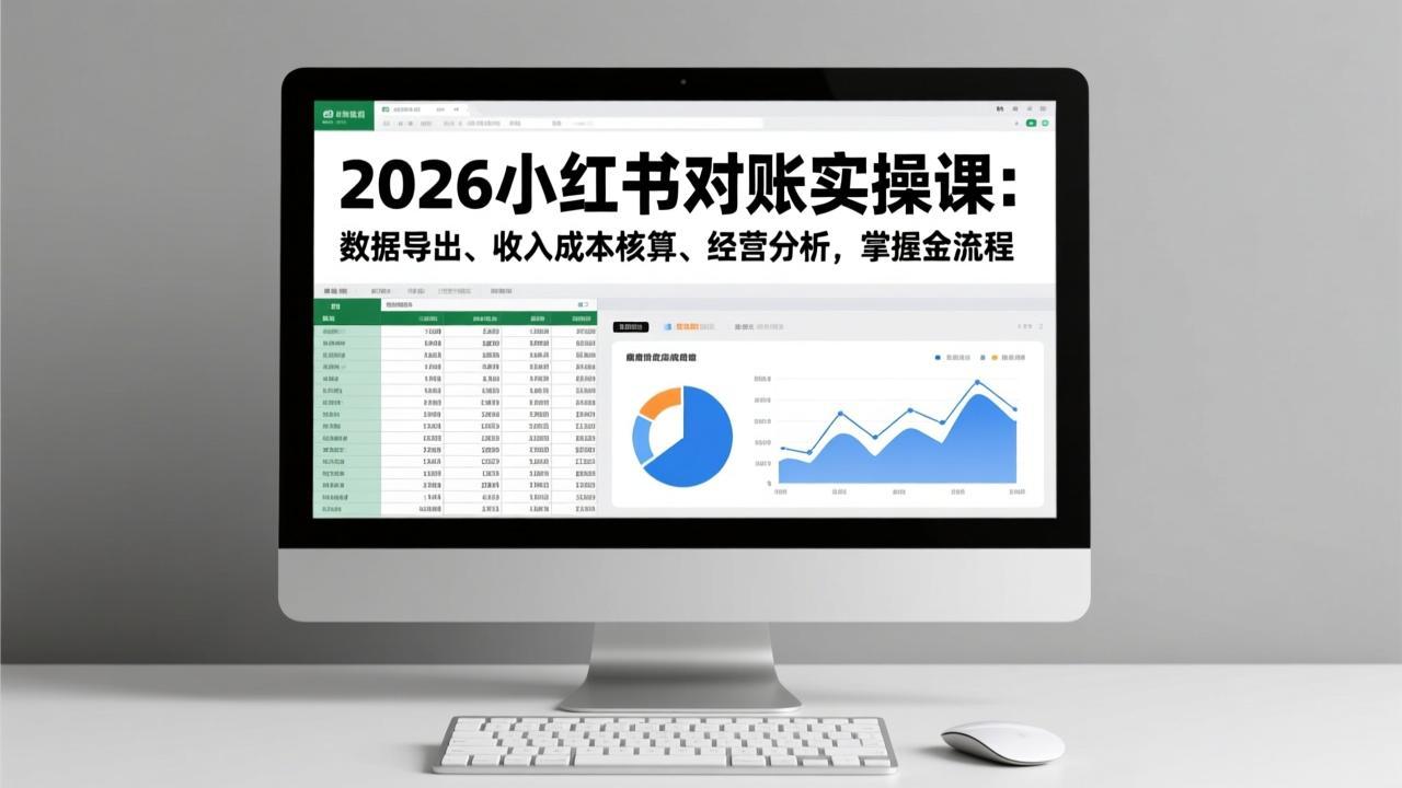 2026小红书对账实操课：数据导出、收入成本核算、经营分析，掌握全流程-小鹏项目网