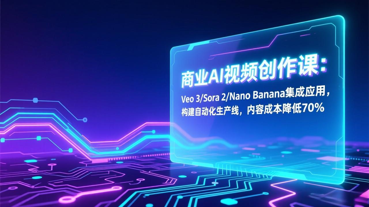 商业AI视频创作课：Veo 3/Sora 2/Nano Banana集成应用，构建自动化生产线，内容成本降低70%-小鹏项目网