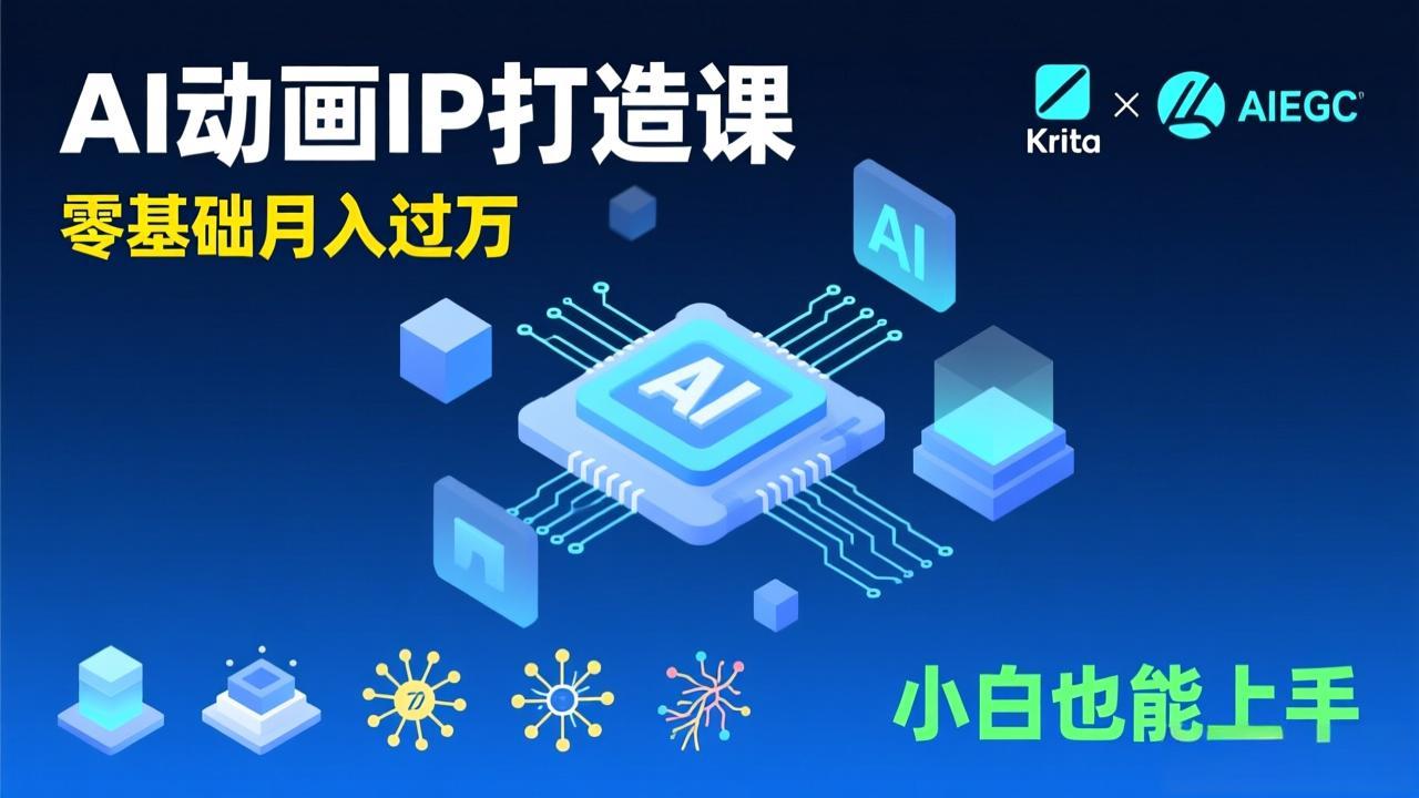 AI动画新手变现课，Krita+AIGC、模型训练、商单资源，零基础月入过万，小白也能上手-小鹏项目网