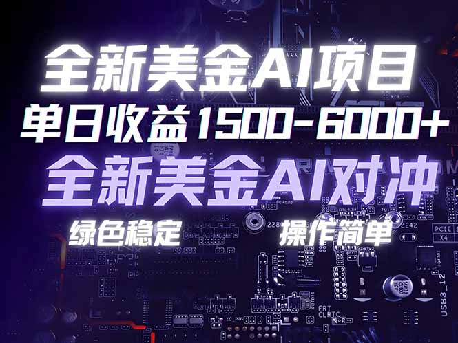 美金AI对冲项目，日入1500-6000+，绿色稳定，操作简单，创业副业首选，可批量放大-小鹏项目网