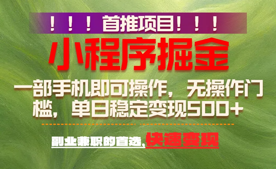 首推项目：一部手机轻松日入500+，简单易上手，长期可做，副业首选-小鹏项目网