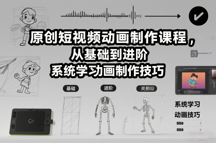 原创短视频动画制作课程，从基础到进阶，系统学习动画制作技巧-小鹏项目网