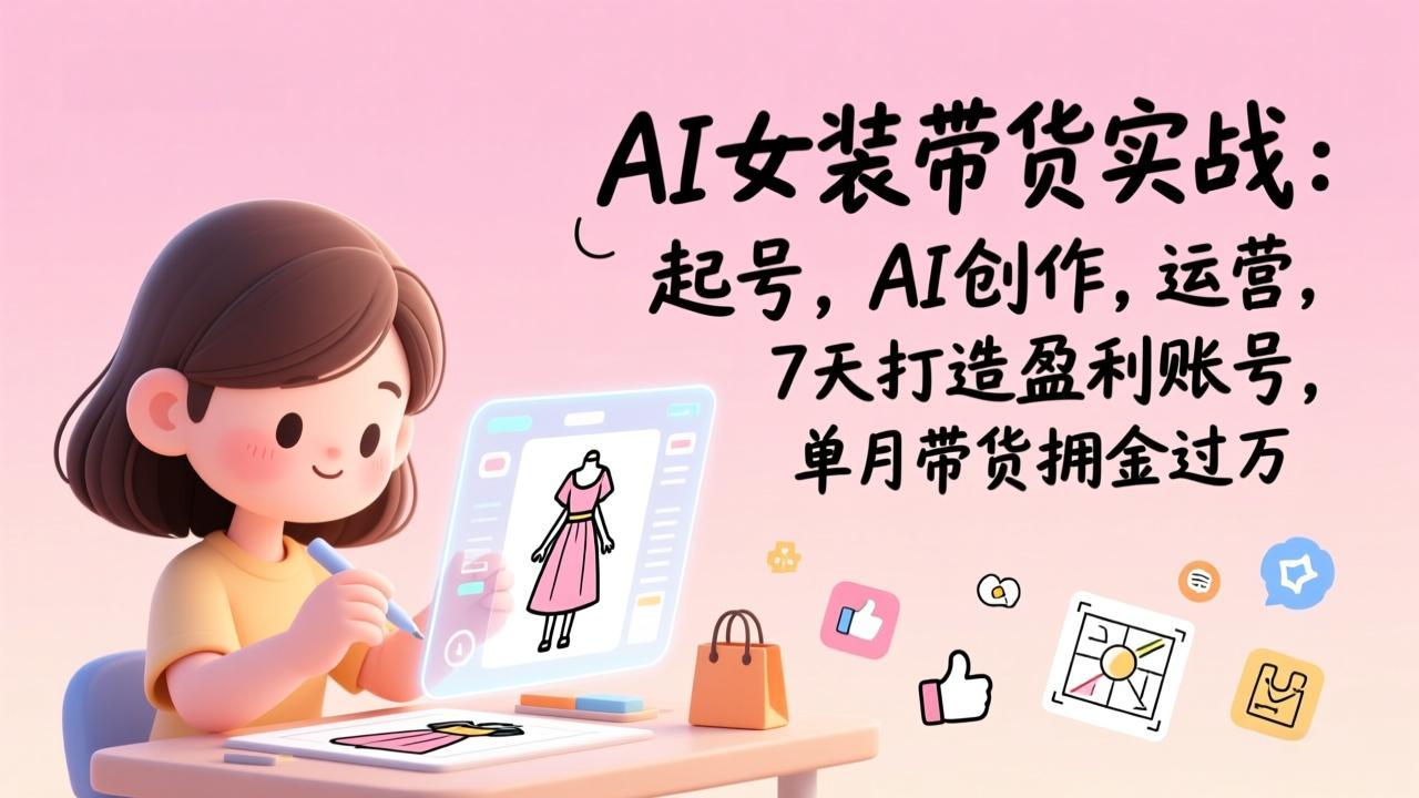 AI女装带货实战：起号，AI创作，运营，7天打造盈利账号，单月带货佣金过万-小鹏项目网