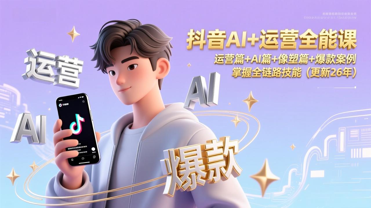 抖音AI+运营全能课，运营篇+AI篇+像塑篇+爆款案例，掌握全链路技能(更新26年-小鹏项目网