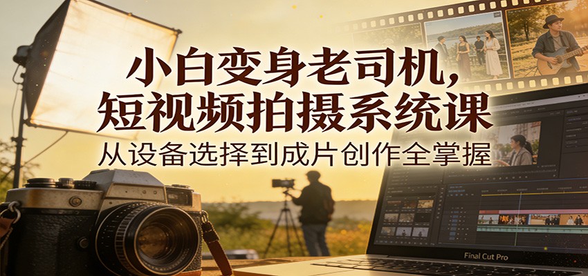 小白变身老司机，短视频拍摄系统课，从设备选择到成片创作全掌握-小鹏项目网
