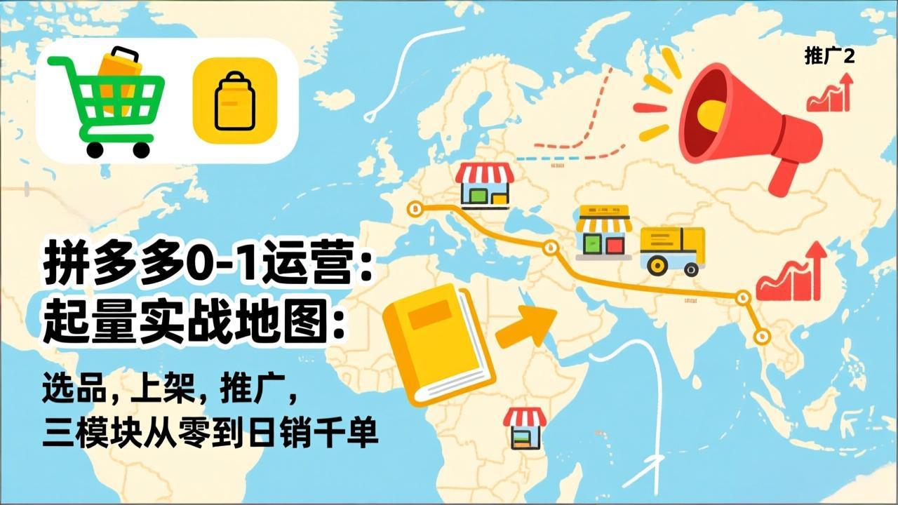拼多多0-1运营：起量实战地图：选品，上架，推广，三模块从零到日销千单-小鹏项目网