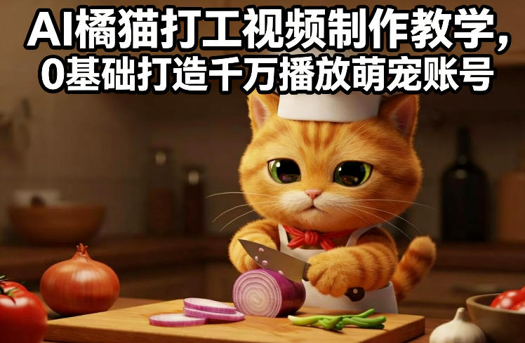 AI橘猫打工视频制作教学，流量狂飙，0基础打造千万播放萌宠账号-小鹏项目网