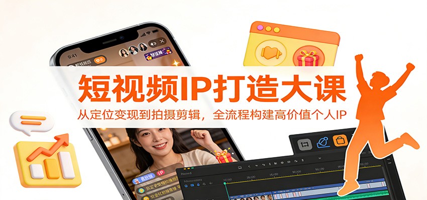 短视频IP打造大课：从定位变现到拍摄剪辑，全流程构建高价值个人IP-小鹏项目网