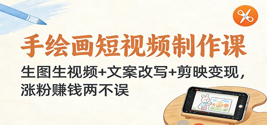 手绘画短视频制作课：生图生视频+文案改写+剪映变现，涨粉赚钱两不误-小鹏项目网