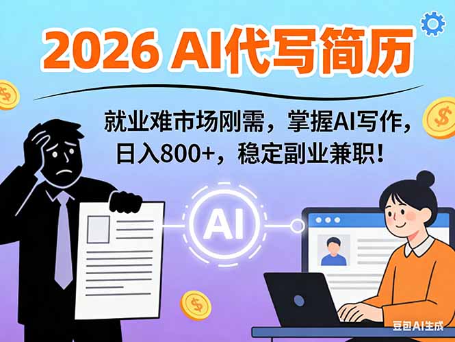 AI代写简历，超暴利，用万能模板月入1-3万实战教程，2026年市场刚需！-小鹏项目网