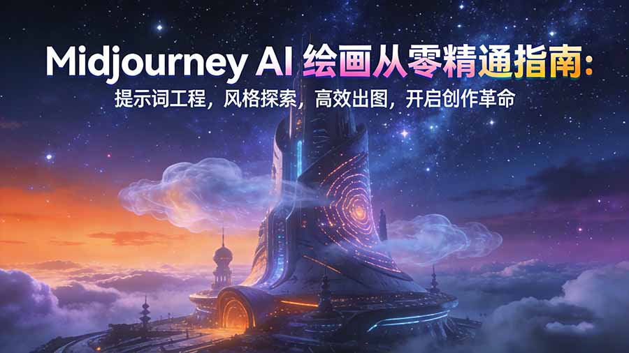 Midjourney AI绘画从零精通指南：提示词工程，风格探索，高效出图，开启创作革命-小鹏项目网